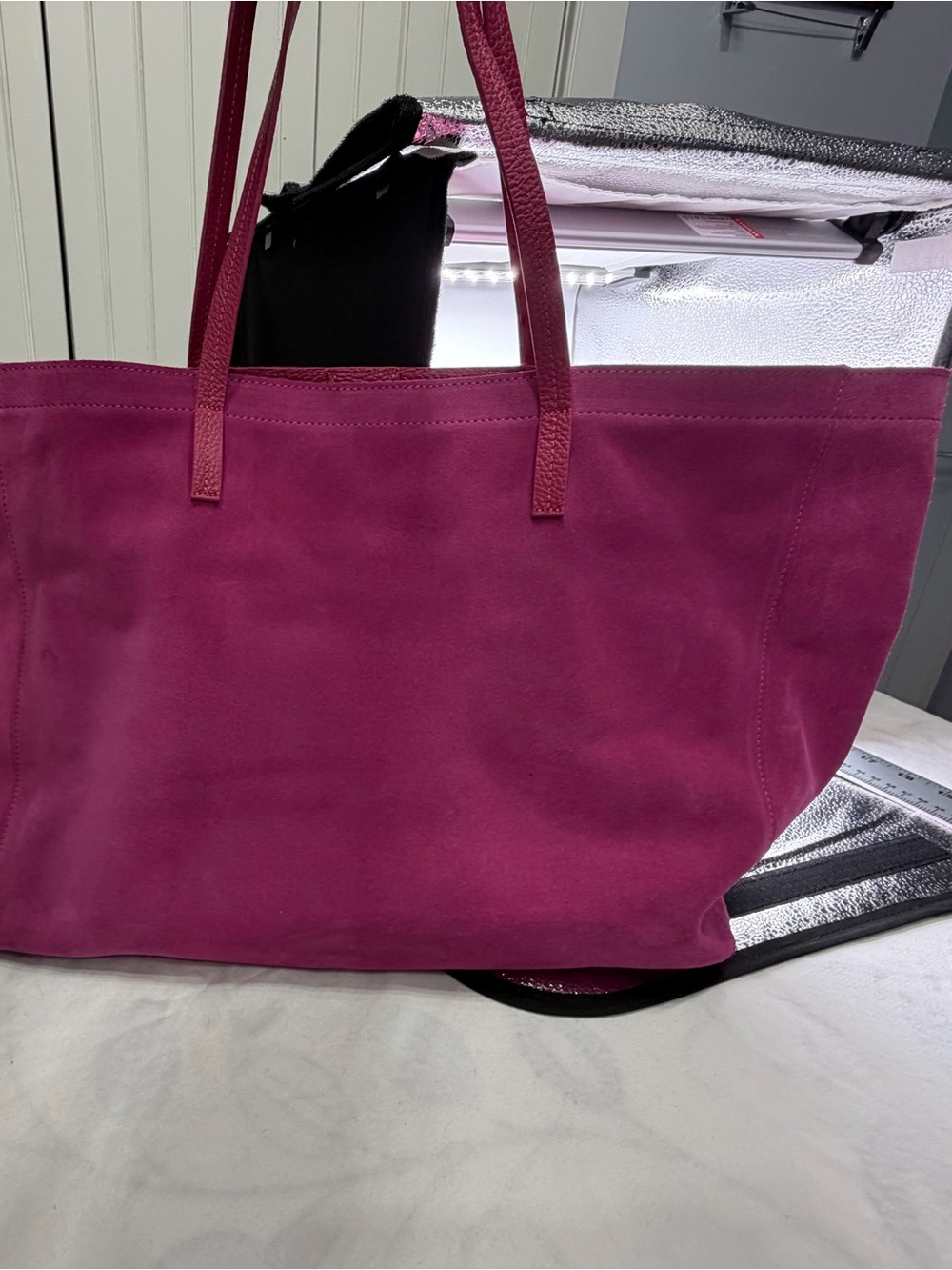 Mark & Graham SoHo Suede Tote Bag in Fuchsia - Women Bags